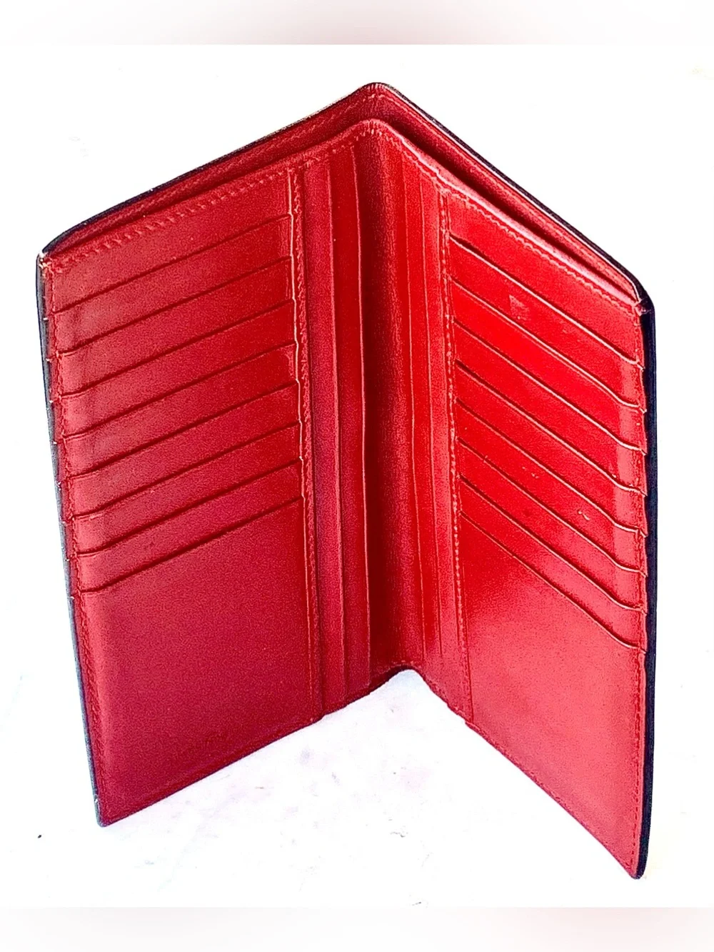 SALVATORE FERRAGAMO Black SILVER GANCINI Logo Print LONG Wallet MENS RED